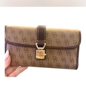 Dooney & Bourke Tan and Brown Logo Wallet